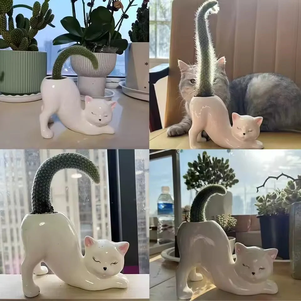 Cute Cat Ceramic Planter Pot - Image 3