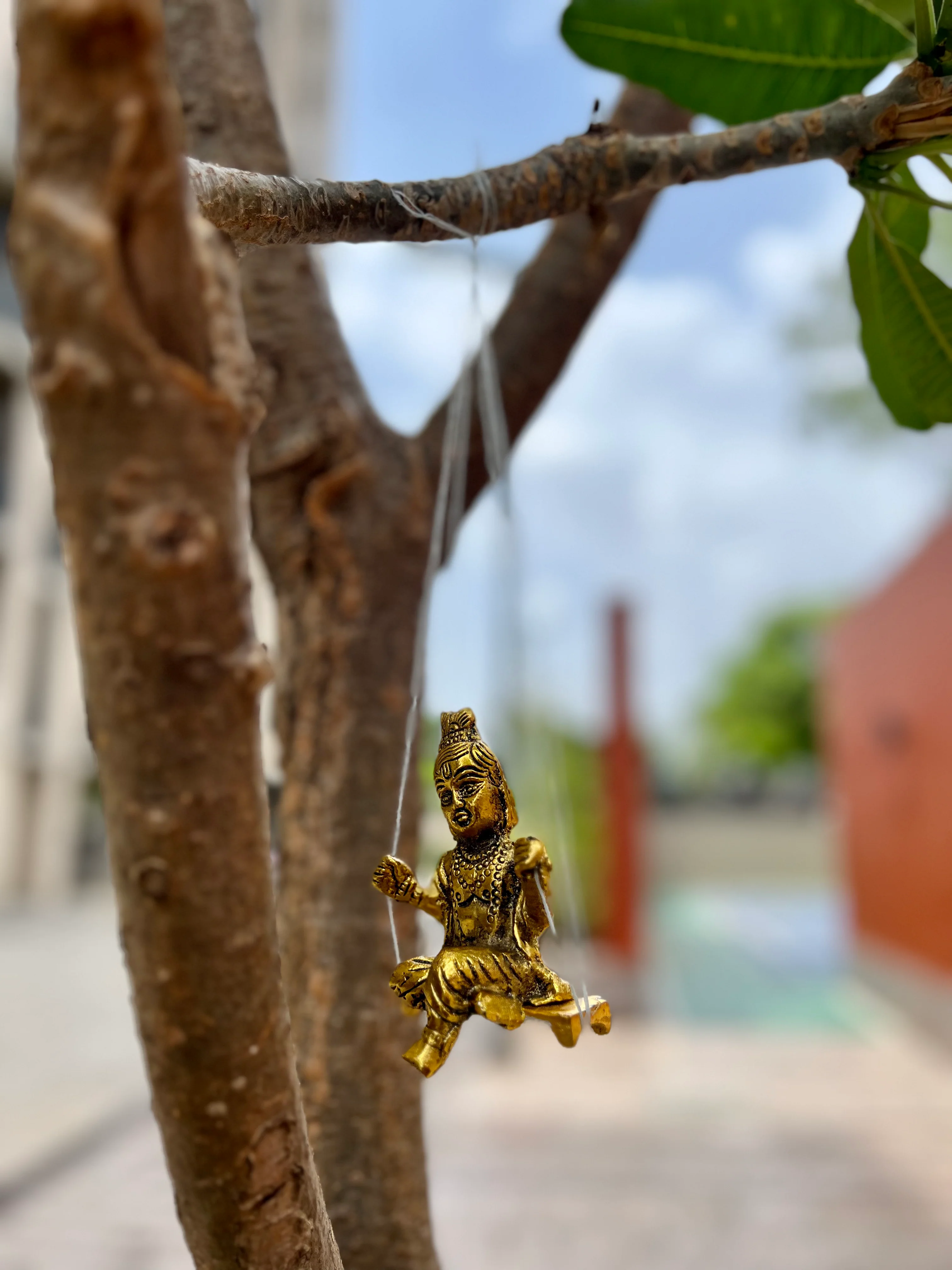 Gold Plated Krishna Idol with attached Jhula - Image 6