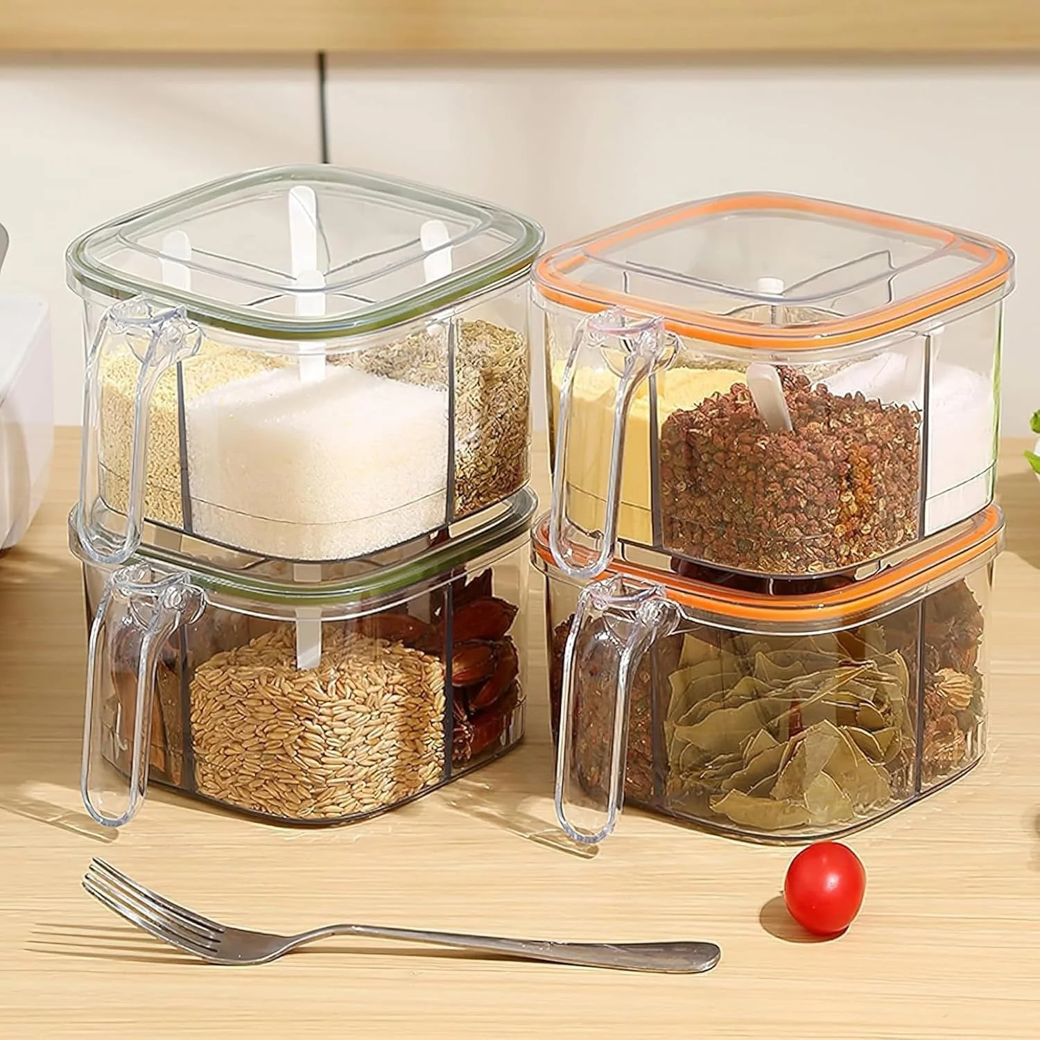 Multi-Section Spices Container with Spoon - Image 4